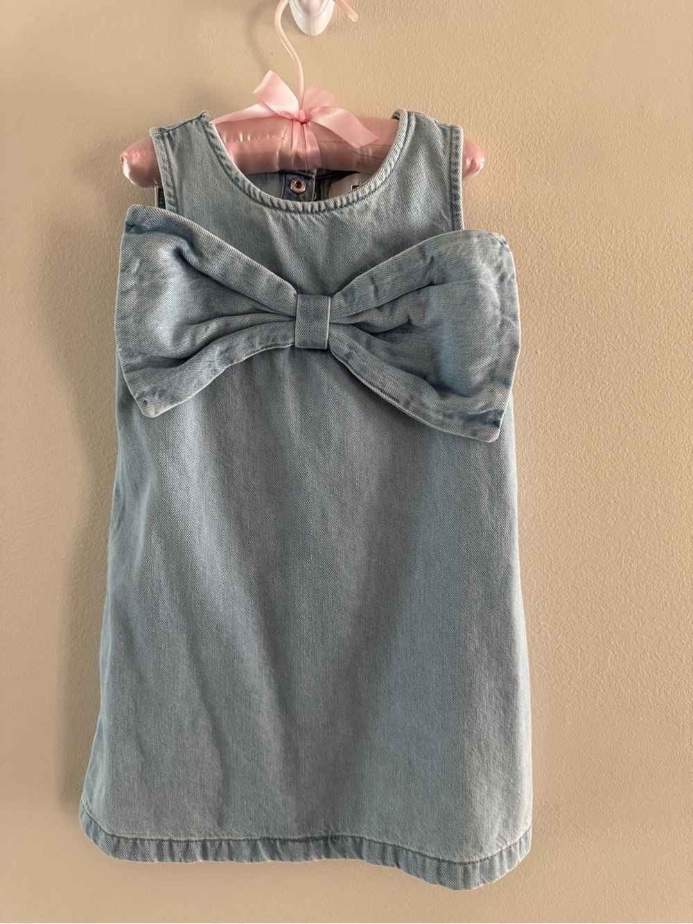 Zara Light Blue Denim Dress with Front Bow